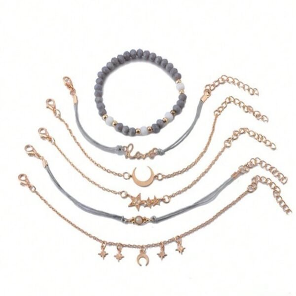 Pulsera gris con luna y estrellas