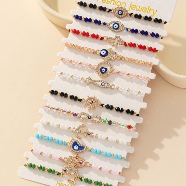 Pulsera Ajustable de ojo turco y piedras