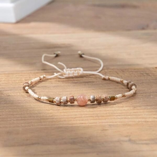 Pulsera ajustable de piedra color rosa