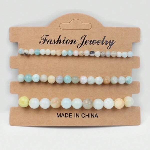 3pcs/set Pulseras de piedra natural de amazonita