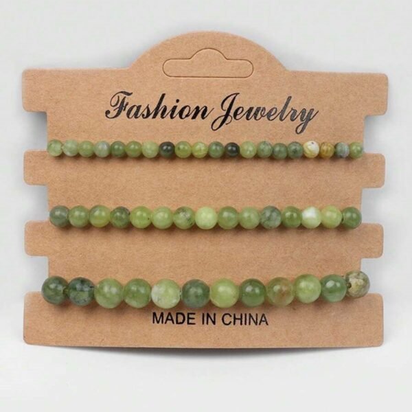 3pcs/set Pulseras de piedra natural de jade