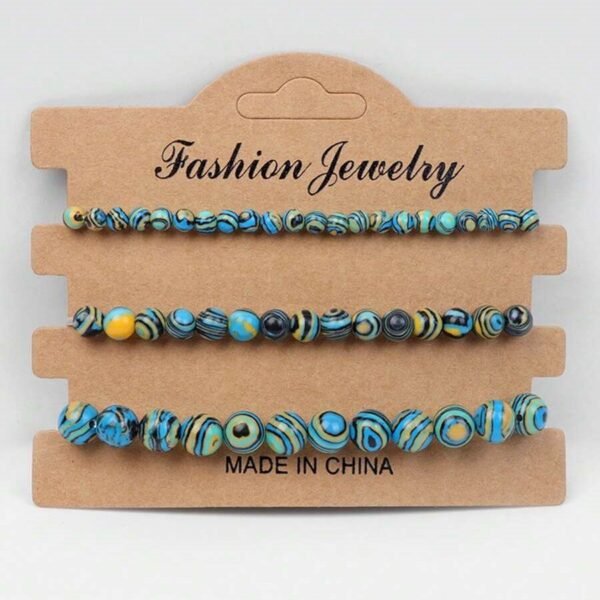 3pcs/set Pulseras de piedra natural de malaquita azul