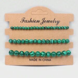 1048_-1.jpg 3pcs/set Pulseras de piedra natural de malaquita color verde