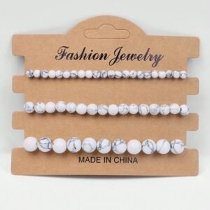 1049_-1.jpg 3pcs/set Pulseras de piedra natural de howlita o caolinita