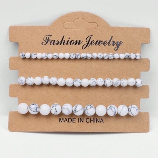 3pcs/set Pulseras de piedra natural de howlita o caolinita