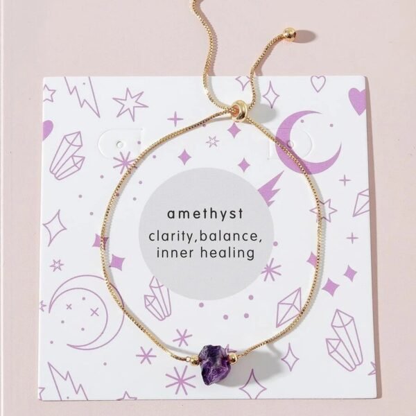 Pulsera dorada con piedra de amatista