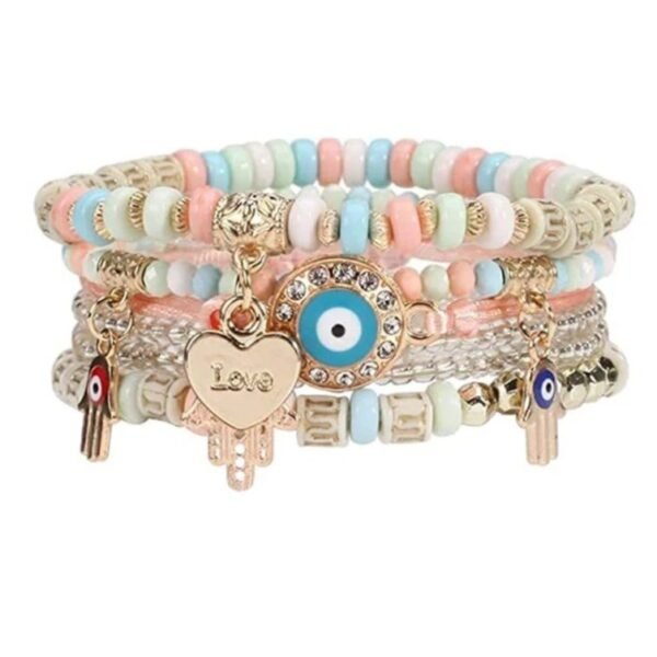Pulsera de piedras y ojo turco colores pasteles