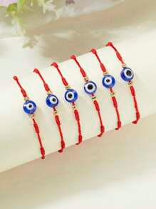 Pulsera roja ajustable con ojo turco