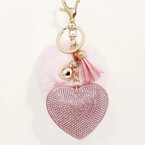 Llavero en forma de corazon y borla