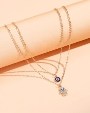 Set de 2 collares con mano de fatima y ojo turco