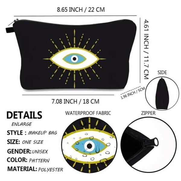 Bolsa De Maquillaje con diseno de ojo turco color negro