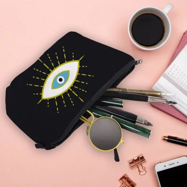 Bolsa De Maquillaje con diseno de ojo turco color negro
