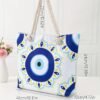 1pc Bolso De Lino Versátil Casual Impreso Con Ojo Azul