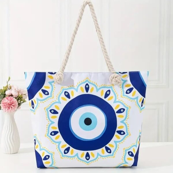 1pc Bolso De Lino Versátil Casual Impreso Con Ojo Azul