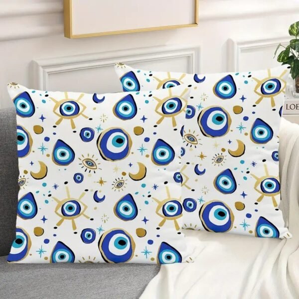 4004_1-1.jpg Juego de 2 fundas de cojín estilo bohemio - Estampado de Ojo Turco y Luna Dorada