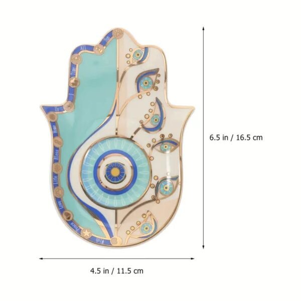 Plato De Cerámica en forma de mano de fatima y ojo turco