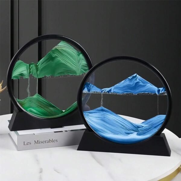 Pieza decorativa de arte de arena fluida color verde