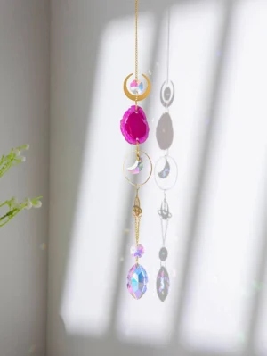 Colgante de cristales con luna y cuarzo