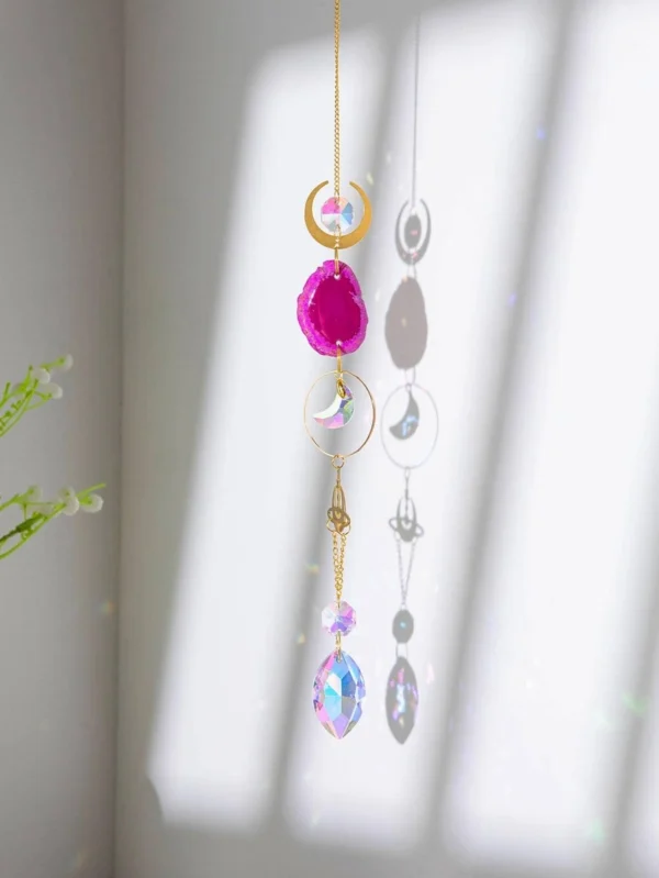 Colgante de cristales con luna y cuarzo