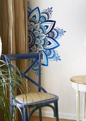 Sticker para pared con mandala color azul