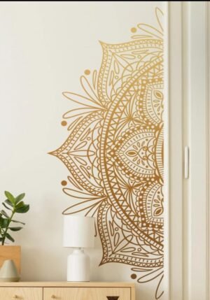 Sticker para pared con mandala color mostaza
