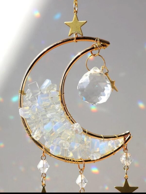 Colgante de Prisma en forma de luna y cristales diferentes colores