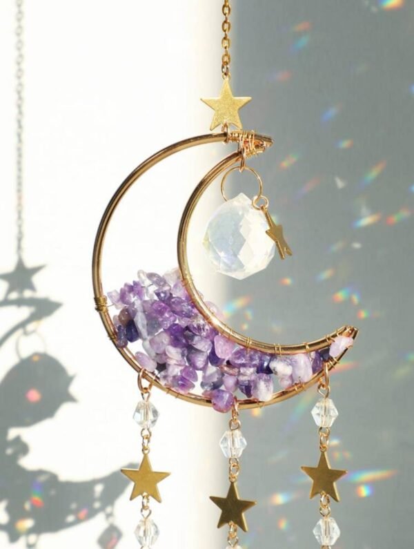 Colgante de Prisma en forma de luna y cristales diferentes colores